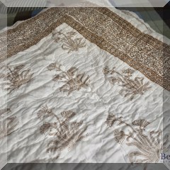 N07. Brown and white quilt from India. Size Full/Queen. - $30 